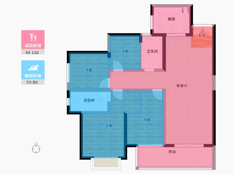 云南省-昆明市-恒泰滇池名门-103.95-户型库-动静分区