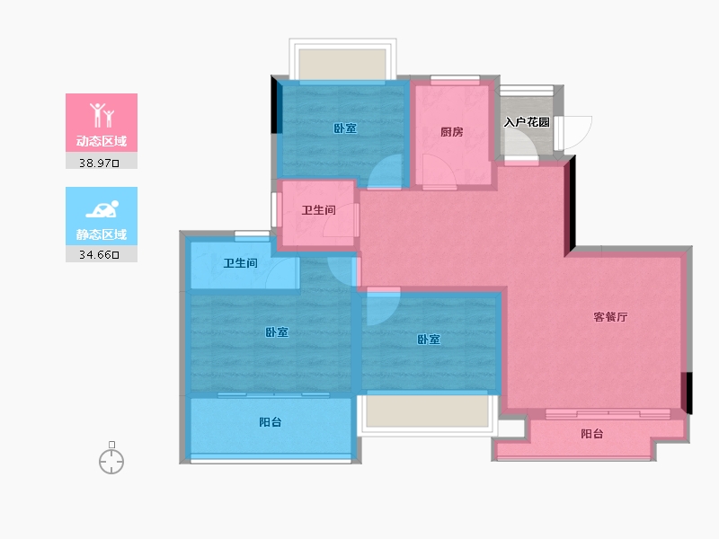 贵州省-遵义市-恒大翡翠华庭-66.91-户型库-动静分区