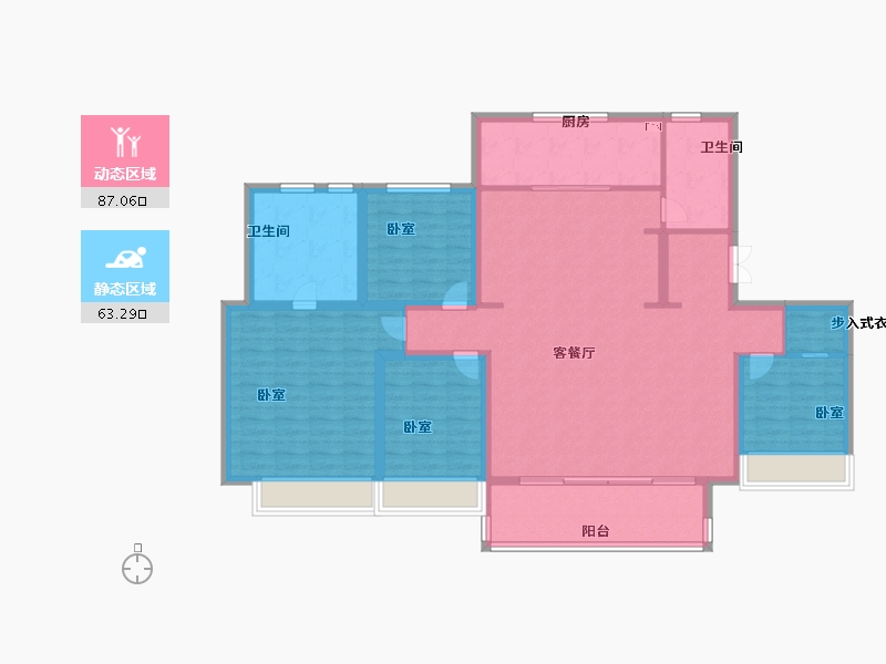 江苏省-徐州市-旭辉美的天阙-136.00-户型库-动静分区