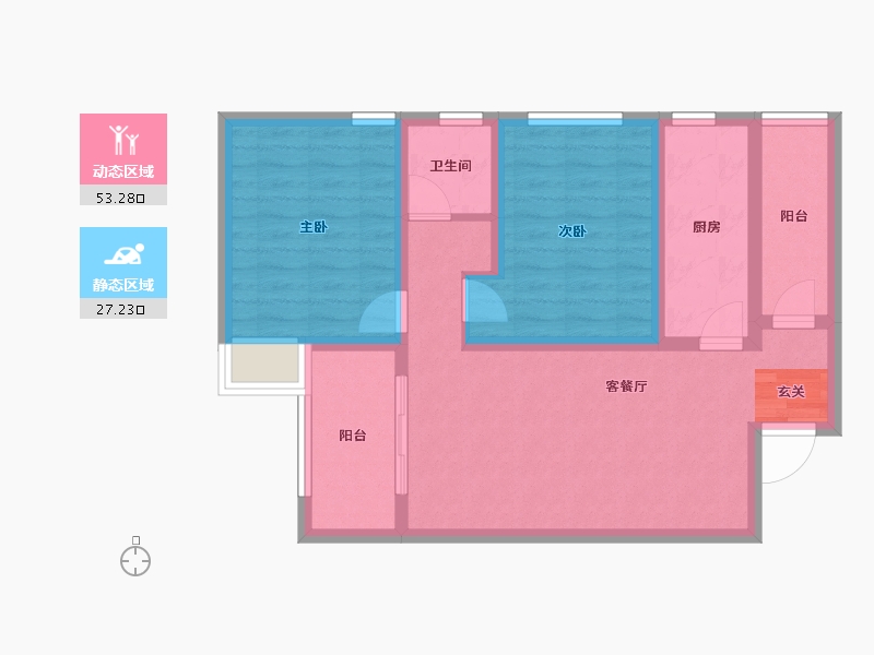 云南省-昆明市-恒泰滇池名门-70.72-户型库-动静分区