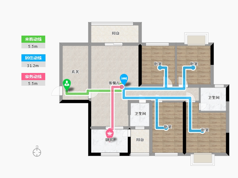 广西壮族自治区-玉林市-裕达壹号城-105.93-户型库-动静线