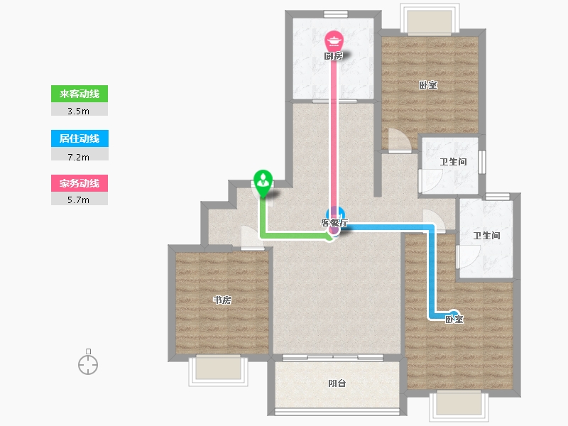 江苏省-苏州市-天房心著华庭-102.00-户型库-动静线