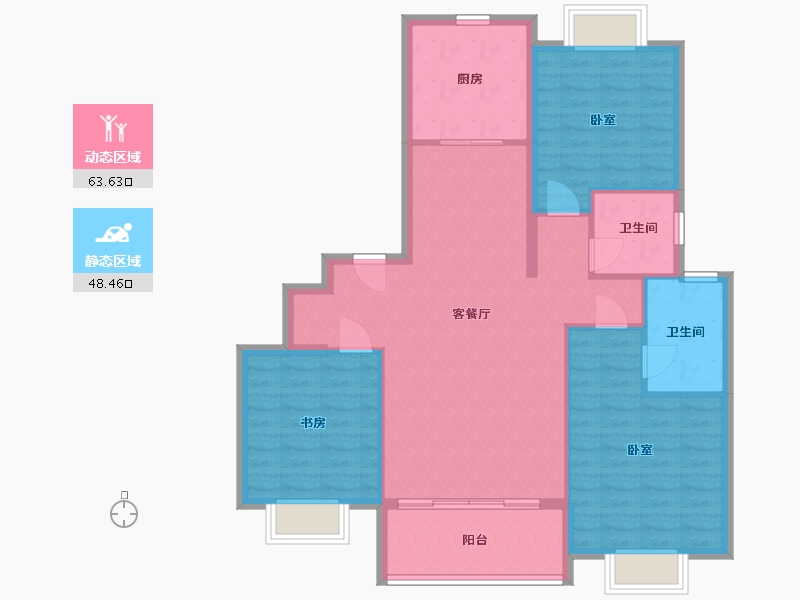 江苏省-苏州市-天房心著华庭-102.00-户型库-动静分区