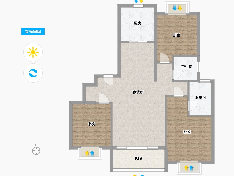 江苏省-苏州市-天房心著华庭-102.00-户型库-采光通风