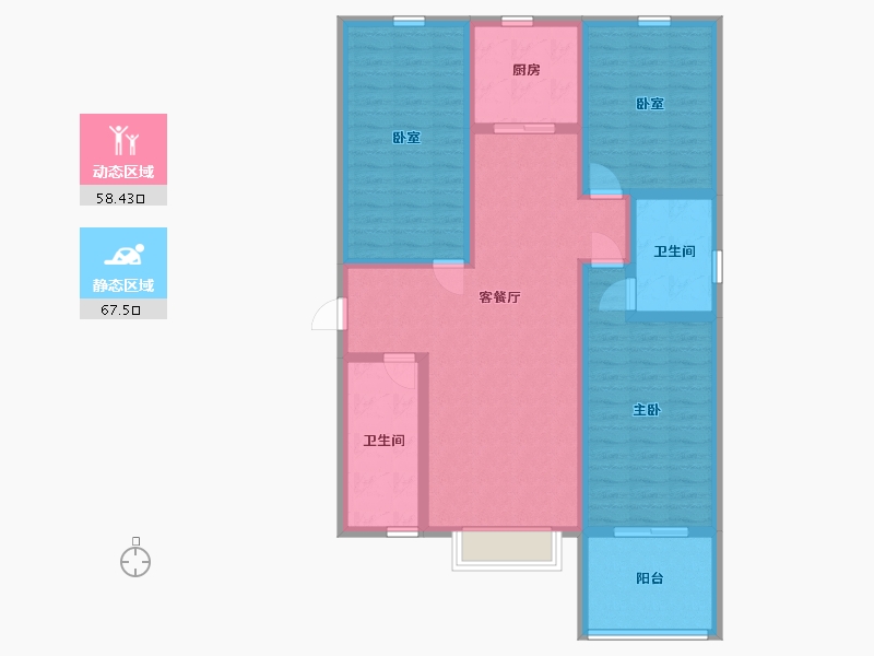 陕西省-咸阳市-滨河星城-112.34-户型库-动静分区