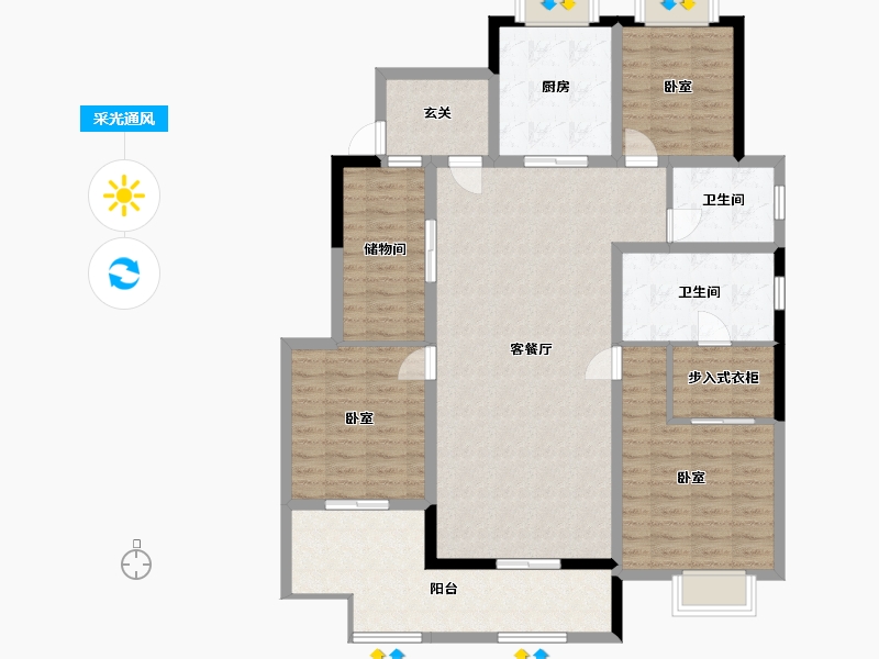 江苏省-苏州市-金科廊桥水岸-129.44-户型库-采光通风