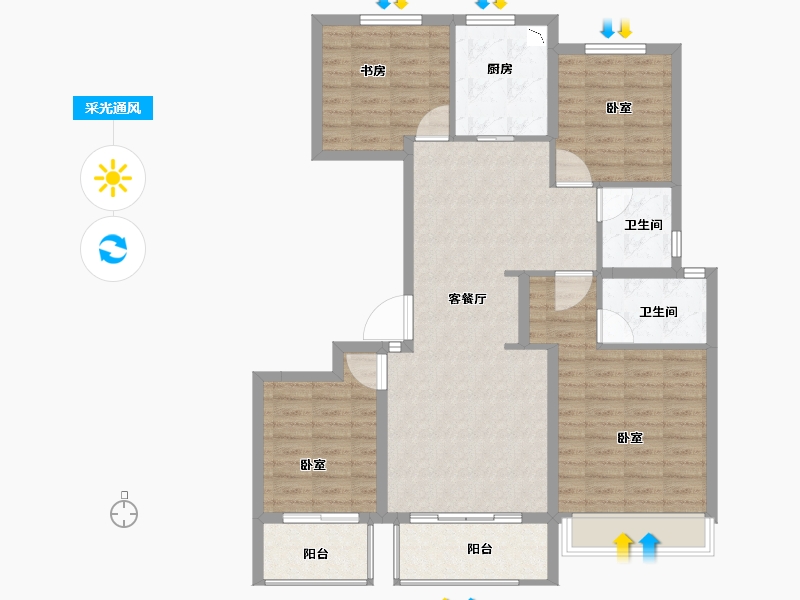 江苏省-徐州市-招商·徐州中心-107.00-户型库-采光通风