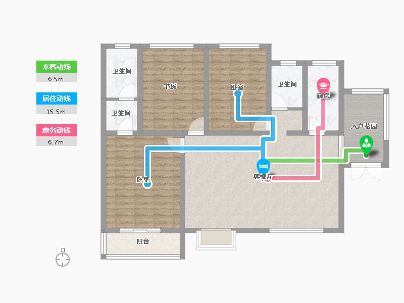 陕西省-渭南市-润城·高新花苑-106.00-户型库-动静线