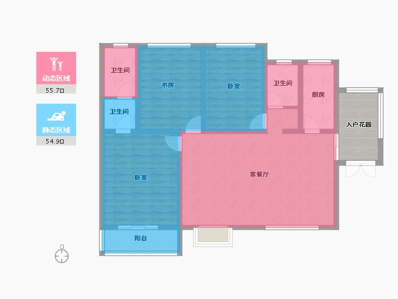 陕西省-渭南市-润城·高新花苑-106.00-户型库-动静分区