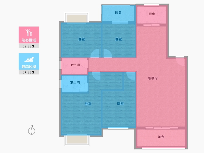 贵州省-遵义市-龙泉壹号-116.87-户型库-动静分区