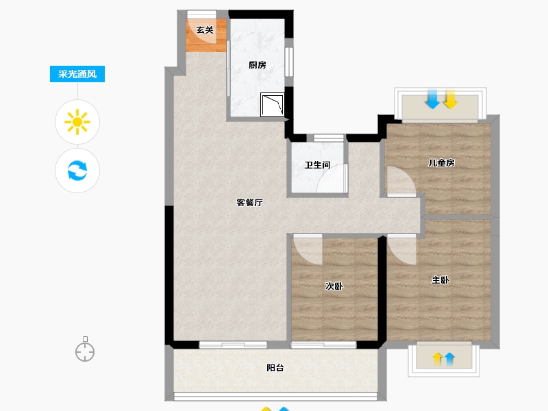 江苏省-南京市-新城金樾府-78.00-户型库-采光通风