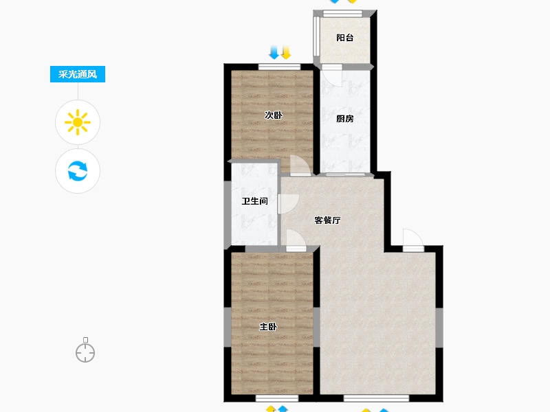 黑龙江省-哈尔滨市-凡尔赛诗城二期-72.80-户型库-采光通风