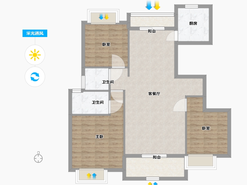 江西省-抚州市-恒瑞金鼎学府-92.48-户型库-采光通风