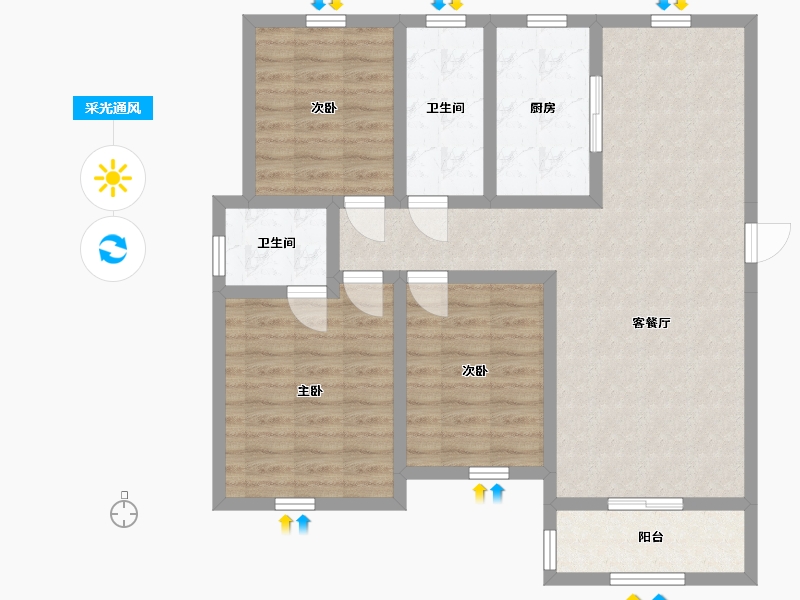 安徽省-宿州市-翰林公馆-91.68-户型库-采光通风