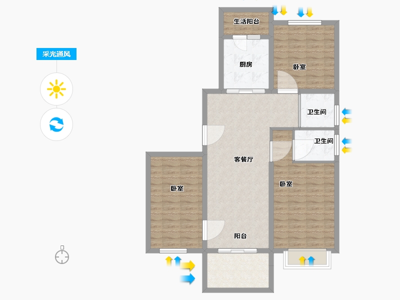 江苏省-无锡市-碧桂园宜公馆-97.00-户型库-采光通风