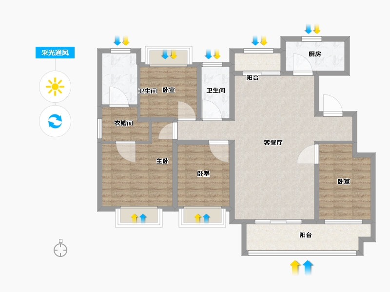 江西省-抚州市-梦湖公馆-109.00-户型库-采光通风