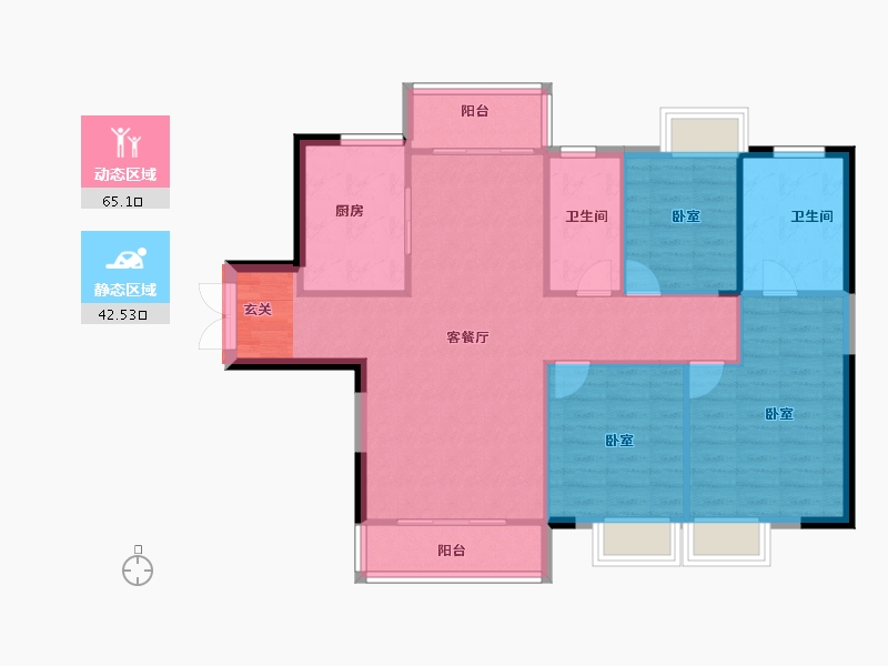 江苏省-苏州市-水漾花城花苑-98.00-户型库-动静分区