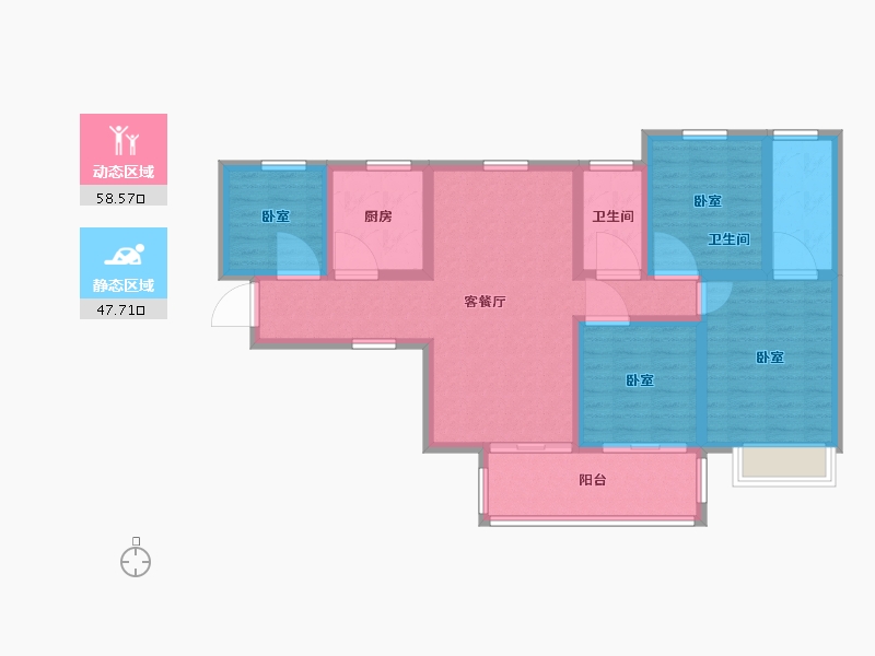 陕西省-渭南市-文瑞卓锦花园城-94.00-户型库-动静分区