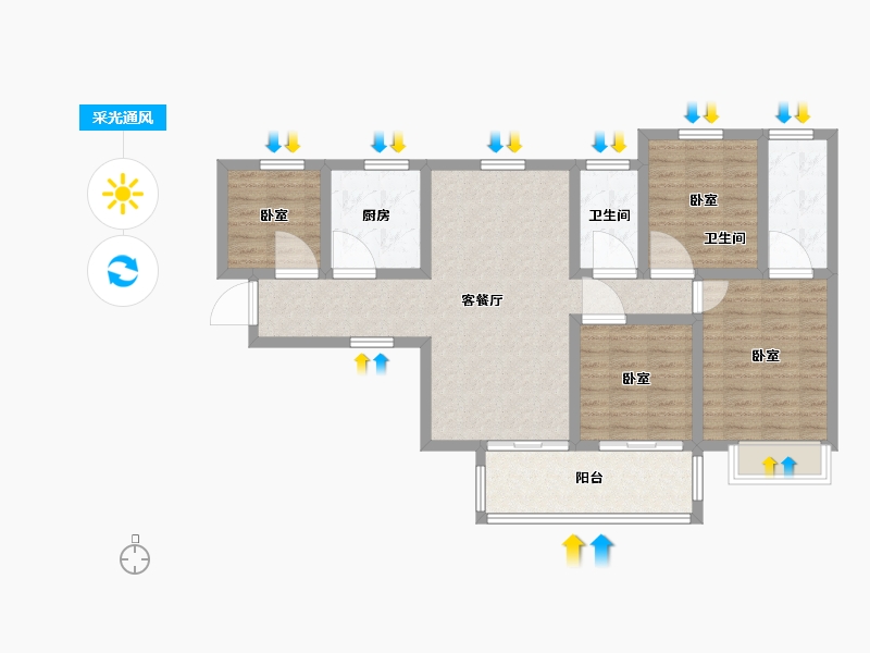 陕西省-渭南市-文瑞卓锦花园城-94.00-户型库-采光通风