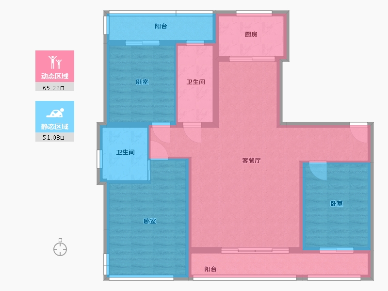 辽宁省-营口市-林昌·天铂-104.04-户型库-动静分区