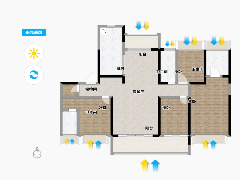 江苏省-南京市-碧桂园凤凰城-154.00-户型库-采光通风