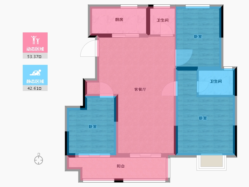 安徽省-宿州市-清华玺园-86.00-户型库-动静分区