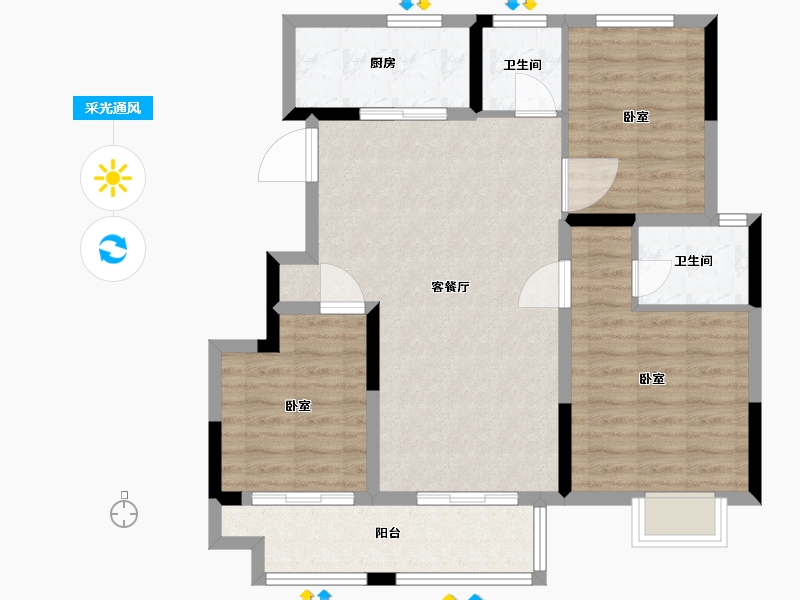 安徽省-宿州市-清华玺园-86.00-户型库-采光通风