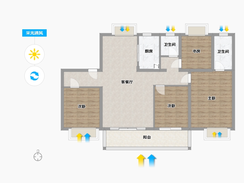 江苏省-盐城市-在水一方华府-112.00-户型库-采光通风