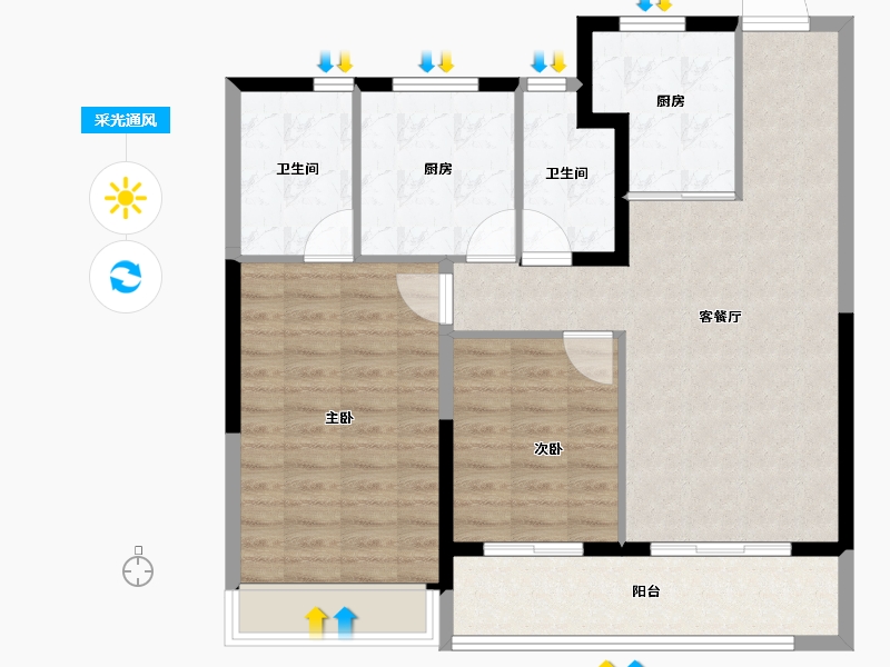 江苏省-徐州市-美的金科·云筑-92.00-户型库-采光通风