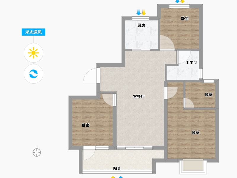 江苏省-徐州市-中南樾府-78.00-户型库-采光通风