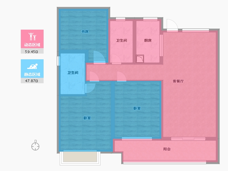 江苏省-苏州市-万科胥江城市花园-94.99-户型库-动静分区