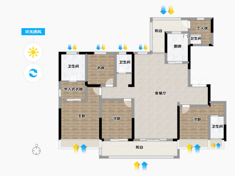 陕西省-榆林市-德通·新时代-155.47-户型库-采光通风