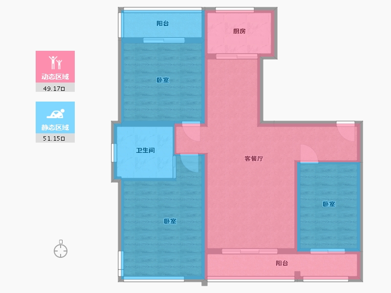 辽宁省-营口市-林昌·天铂-89.35-户型库-动静分区