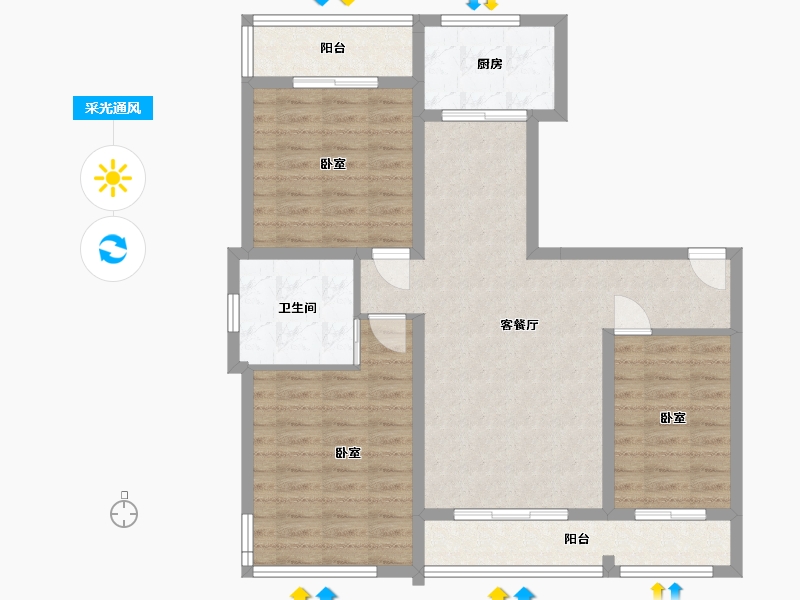 辽宁省-营口市-林昌·天铂-89.35-户型库-采光通风