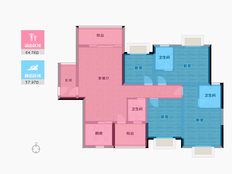 广西壮族自治区-玉林市-裕达壹号城-108.59-户型库-动静分区