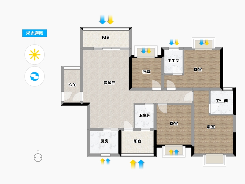 广西壮族自治区-玉林市-裕达壹号城-108.59-户型库-采光通风