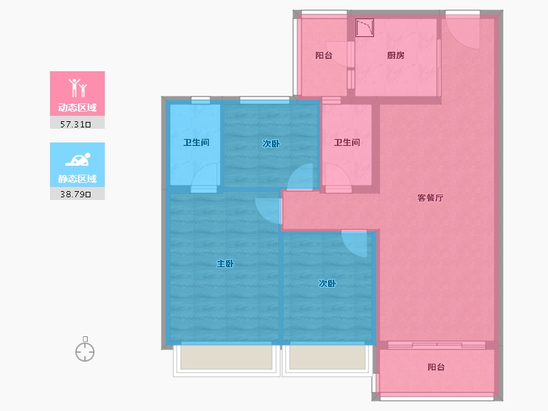 江苏省-南京市-碧桂园凤凰城-86.00-户型库-动静分区