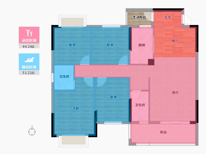 广西壮族自治区-玉林市-天润盛府-107.17-户型库-动静分区