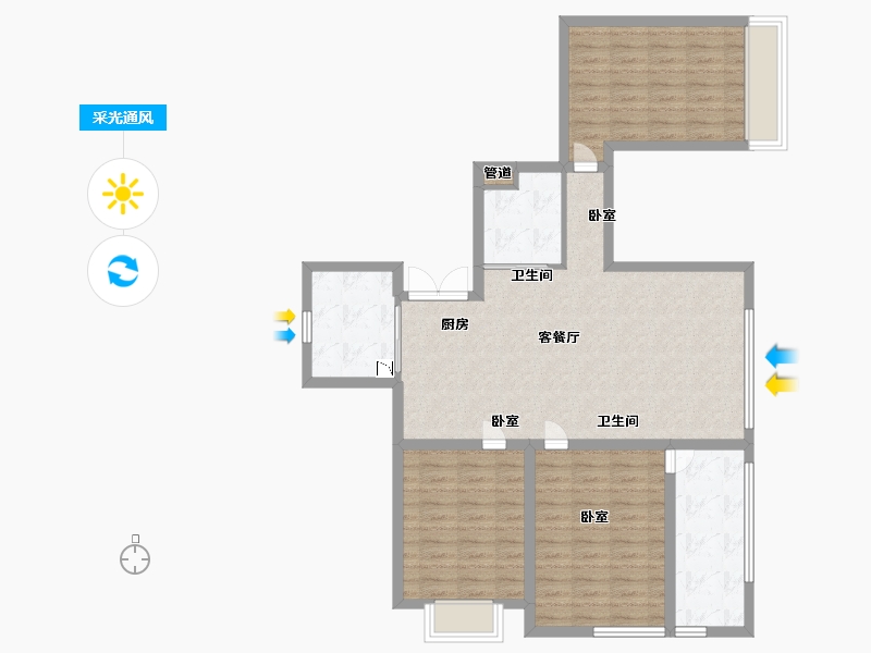 江苏省-苏州市-宝韵铂宫-98.81-户型库-采光通风