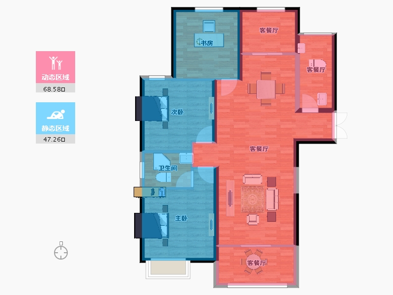 陕西省-宝鸡市-尚浦锦园二期-105.00-户型库-动静分区