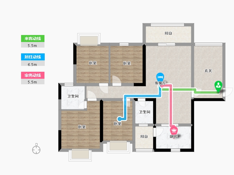 广西壮族自治区-玉林市-裕达壹号城-105.08-户型库-动静线