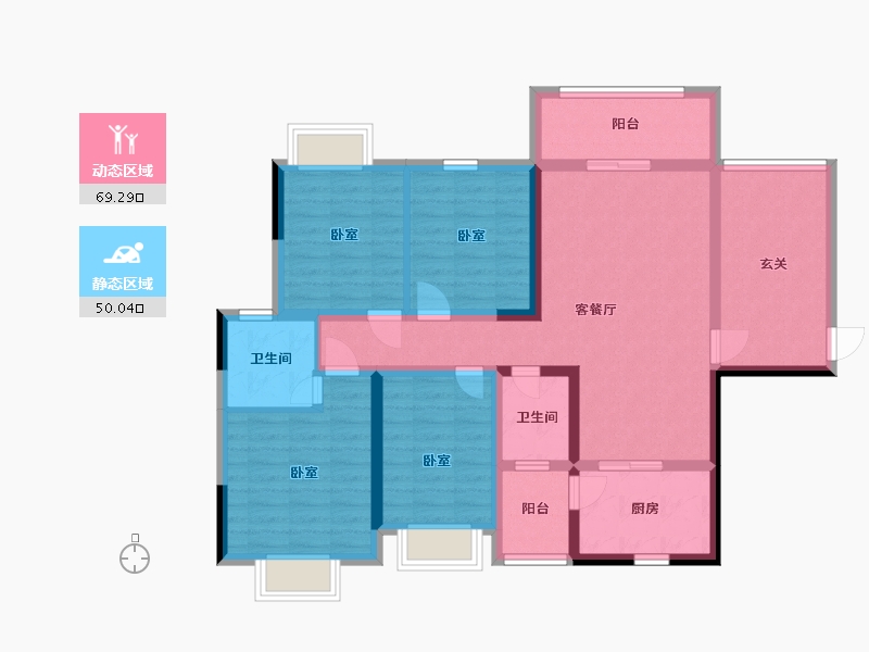 广西壮族自治区-玉林市-裕达壹号城-105.08-户型库-动静分区