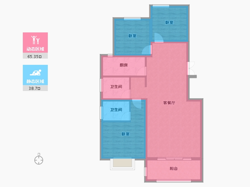 甘肃省-兰州市-天佑嘉州润园-93.54-户型库-动静分区