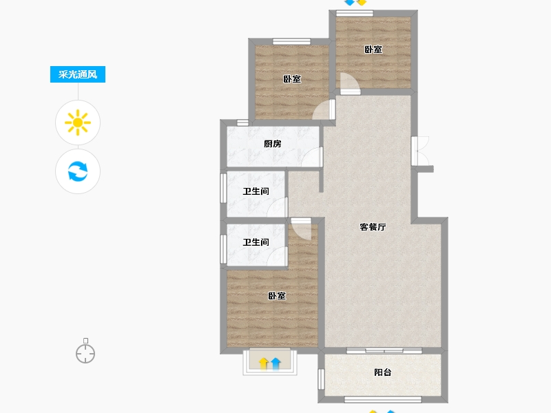 甘肃省-兰州市-天佑嘉州润园-93.54-户型库-采光通风