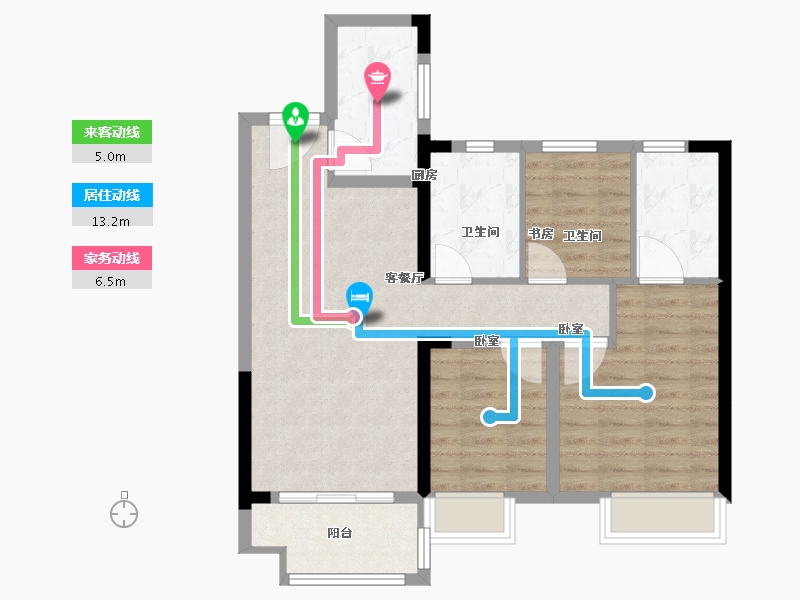 江苏省-徐州市-华地·紫御府-76.00-户型库-动静线