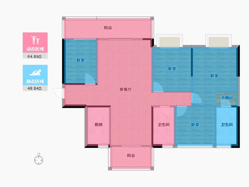 广西壮族自治区-玉林市-北流云星钱隆御园-103.89-户型库-动静分区