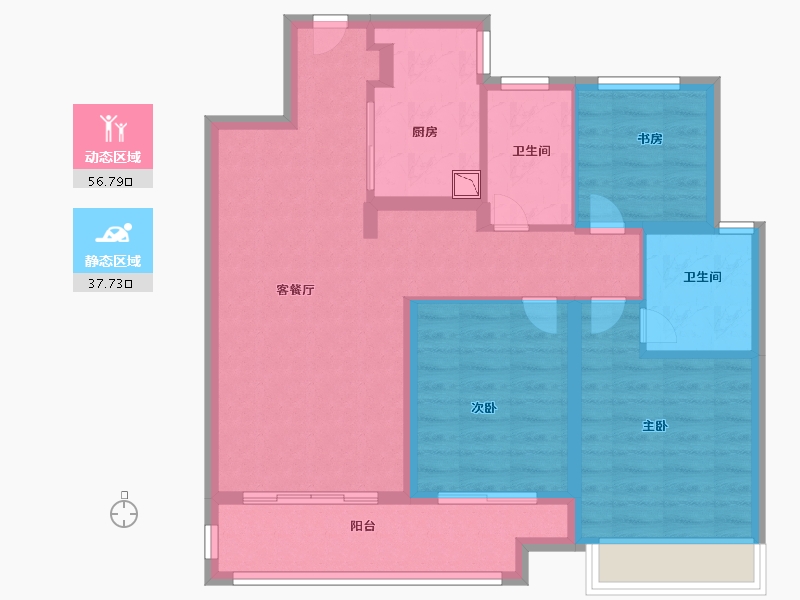 江苏省-徐州市-融创枫丹公馆-83.99-户型库-动静分区