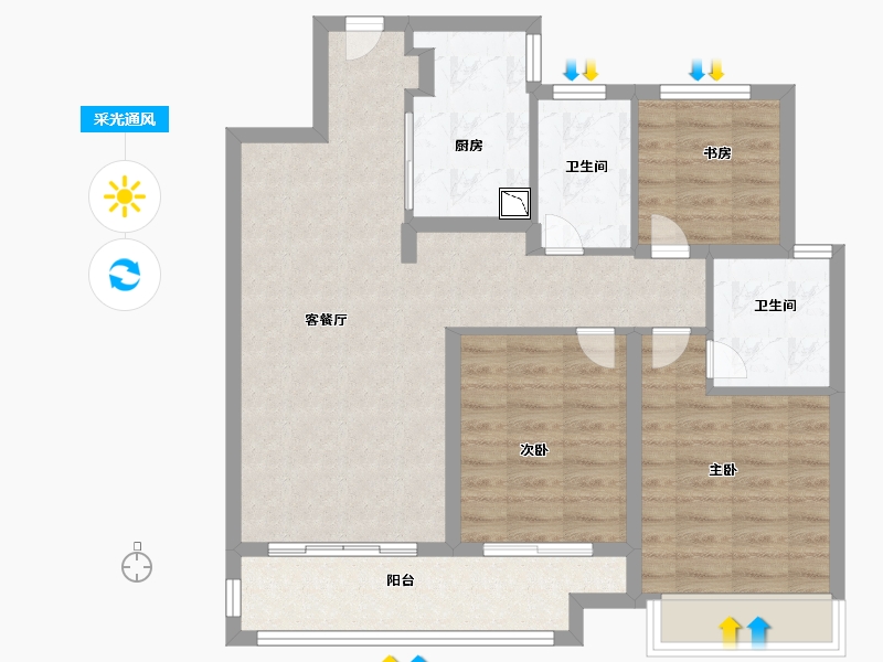 江苏省-徐州市-融创枫丹公馆-83.99-户型库-采光通风