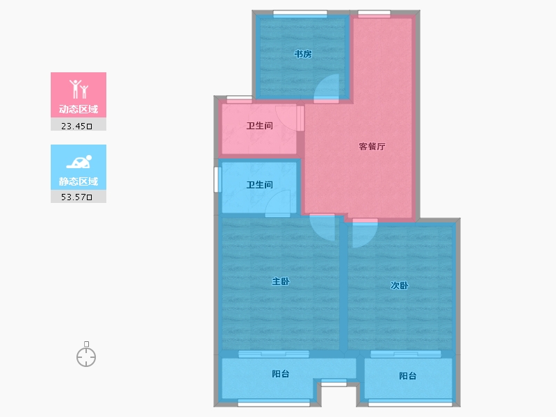 陕西省-榆林市-西港锦天城-67.64-户型库-动静分区