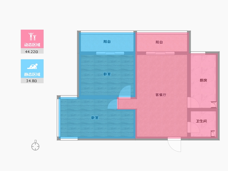 甘肃省-兰州市-中国铁建云公馆-69.59-户型库-动静分区